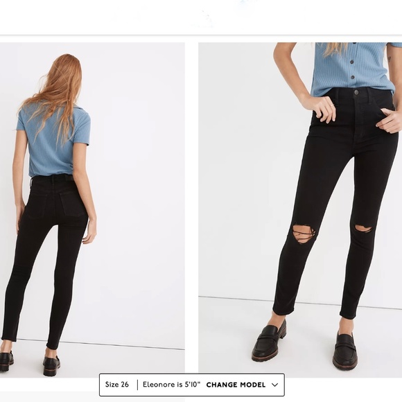 Madewell High Rise Black Skinny Knee-Rip Jeans NWT  - Waist 26 - Picture 2 of 13